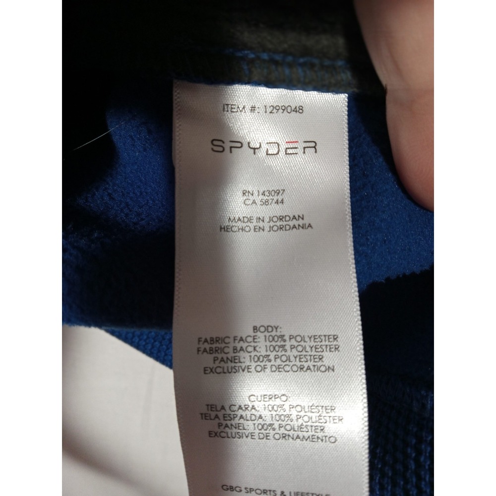 Spyder Sweater Mens Large Blue Black 1/4 Zip Fleece Pullover Skiing Core Sweater - Picture 5 of 8